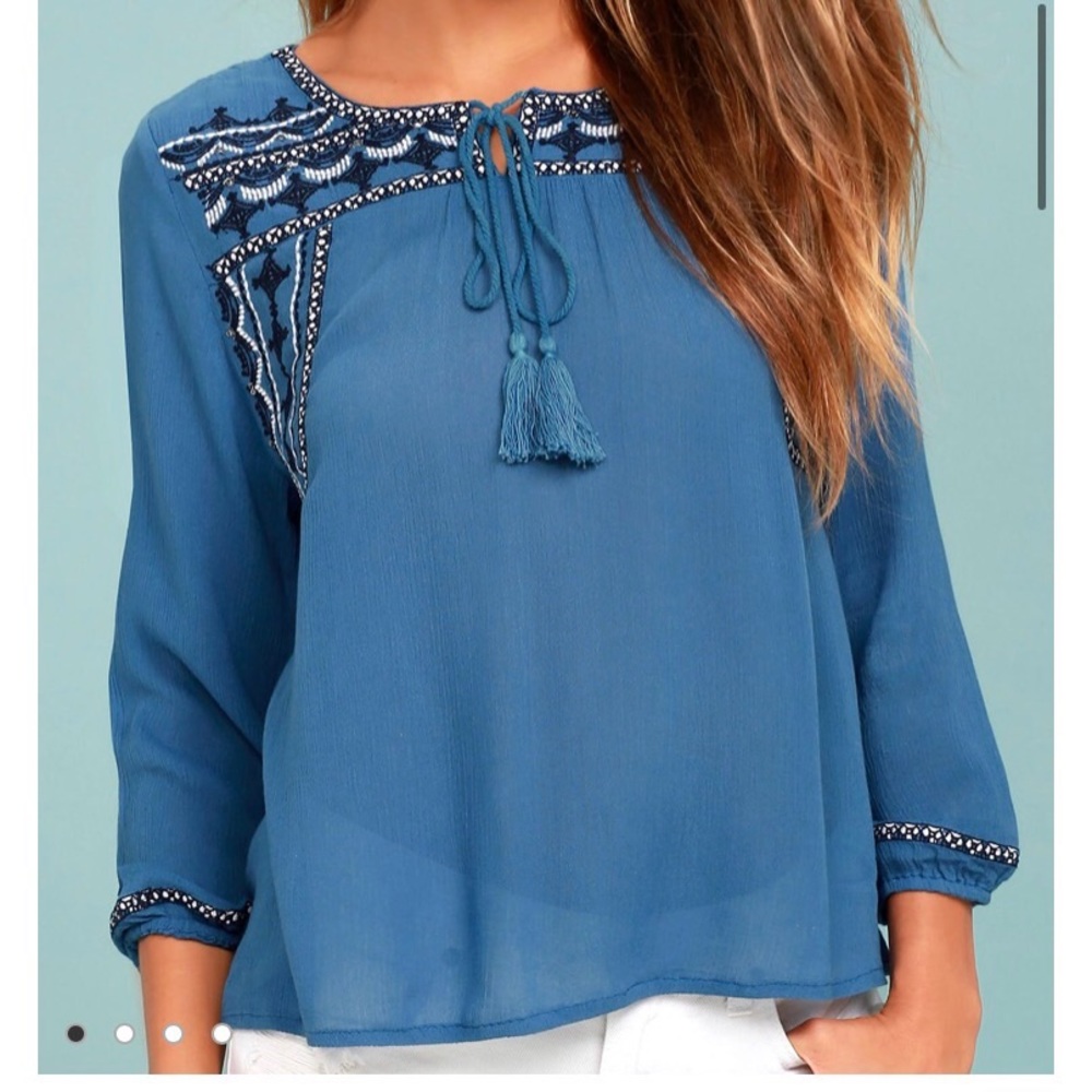Lulu’s Harmony Hues Embroidered Long Sleeve Top